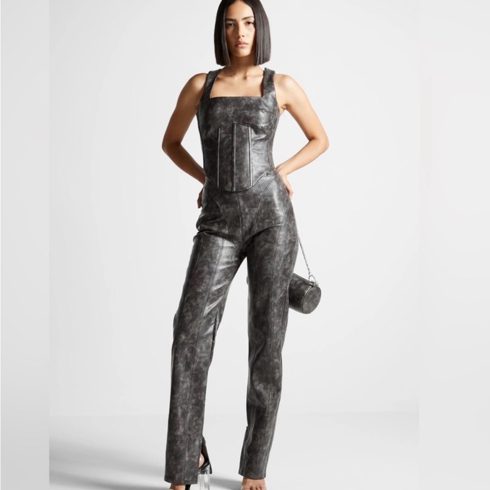 Maniere de Voir Vintage Grey Vegan Vintage Leather Pants Size 2